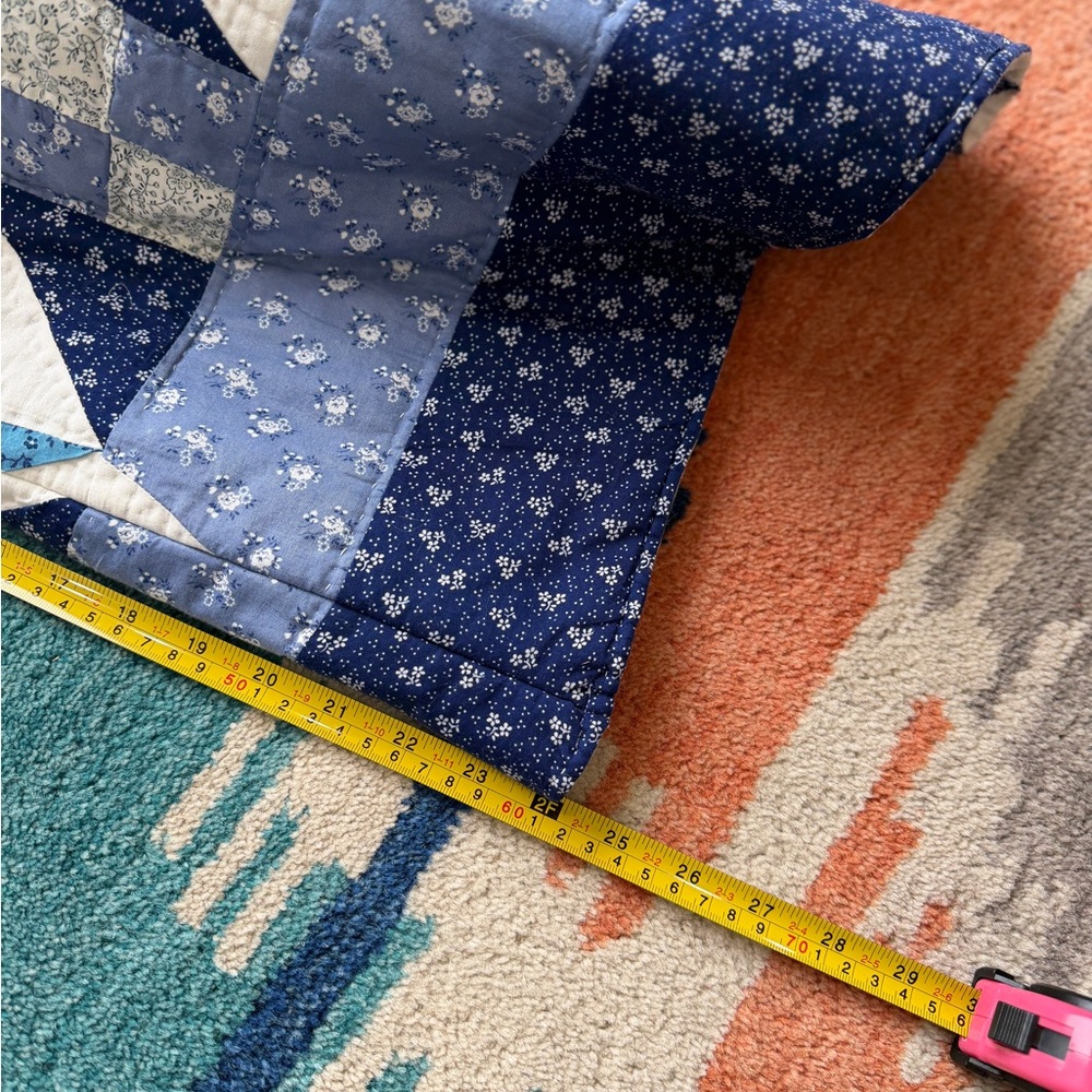 Blue Patchwork Wide-Leg Quilted Pants - Picture 8 of 10